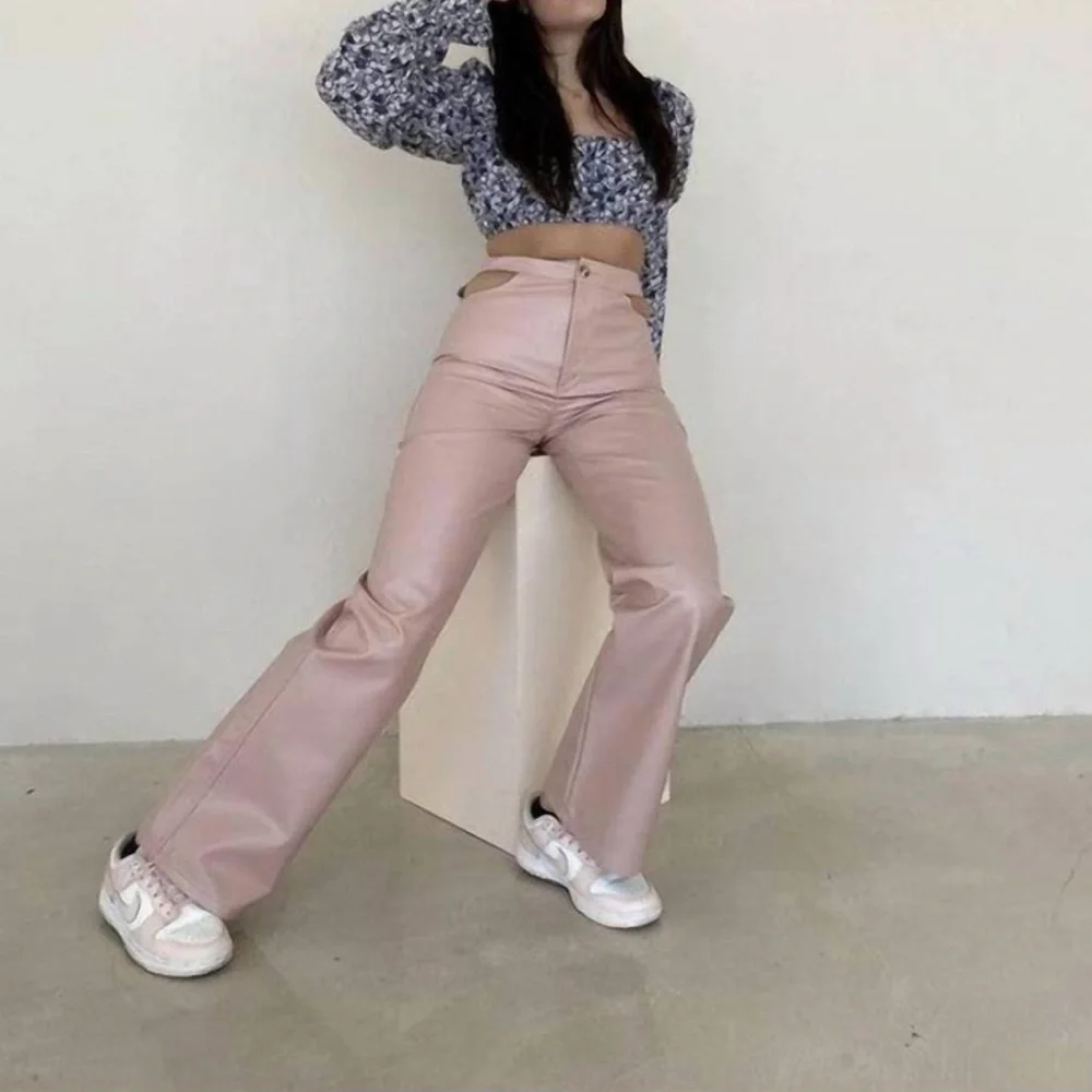 Bailey Rose Small Miley Vegan‎ Leather Blush Pink High-Waisted Pants